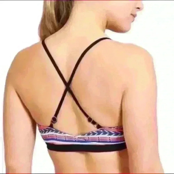 Athleta striped, adjustable bathing suit bikini top. Women’s size medium - Picture 2 of 12